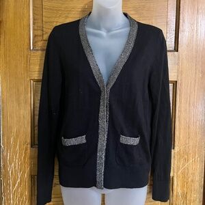 Black Cardigan with Silver Sparkly Trim